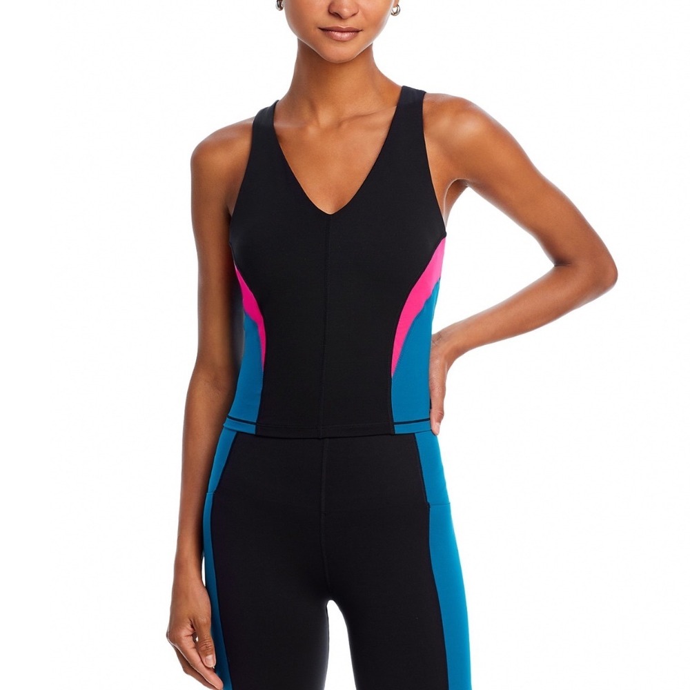 Sweaty Betty Power Racerback Bra Tank Top Black Pink Teal XXS NEW